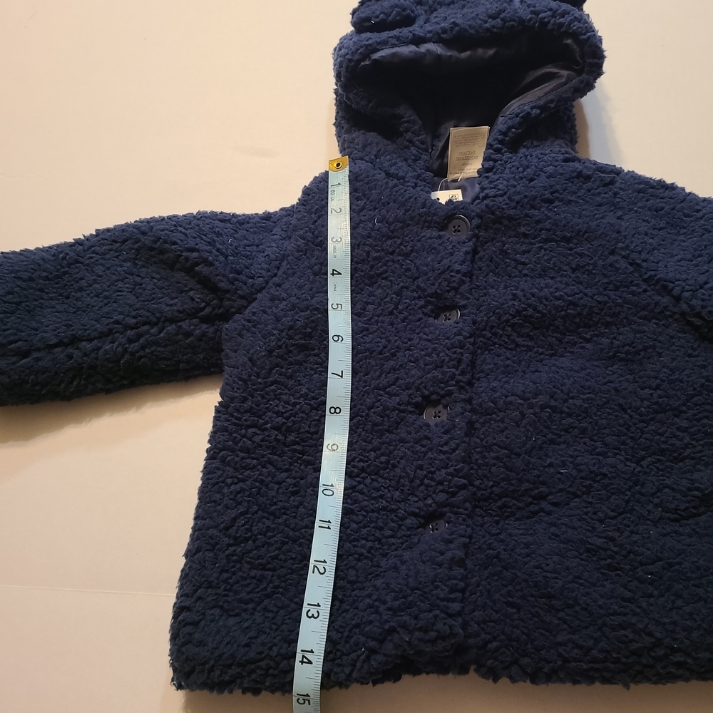 First Impressions Navy Blue Hooded Teddy Coat NWT 24 Months Fleece Button Front - Picture 8 of 10